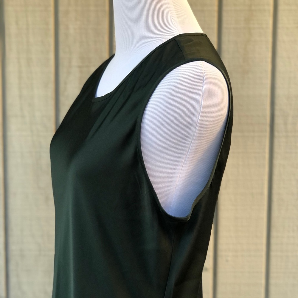 Quince Minimalist Silk Relaxed Fit Forest Green Sleeveless Maxi Dress size L - Picture 5 of 12